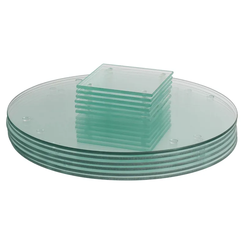 12pc Round Glass Placemats & Square Coasters - 30cm Protection Mats