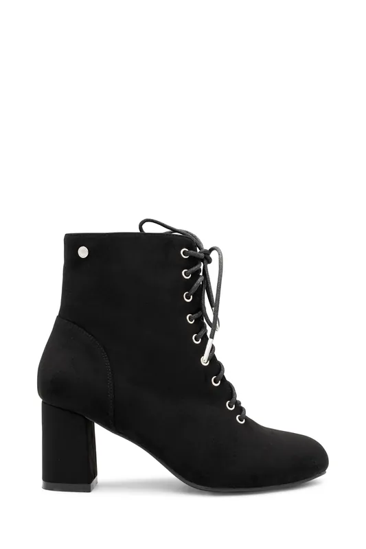 Amanda' Micro Suede Mid Block Ankle Boot - Paradox London