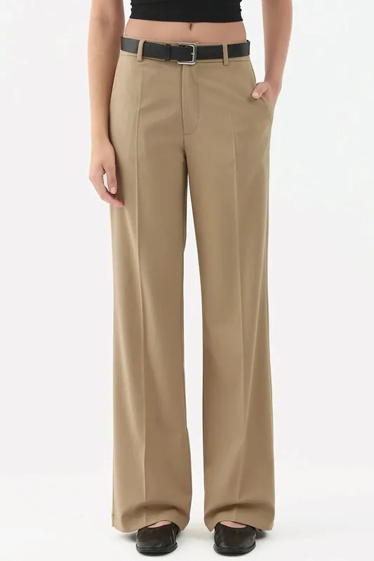 Viscose Blend Straight Leg Pants - Hiccup