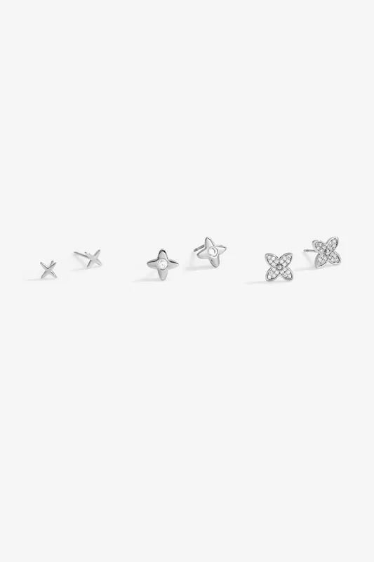 Silver Plated Clover Earrings - Pack Of 3