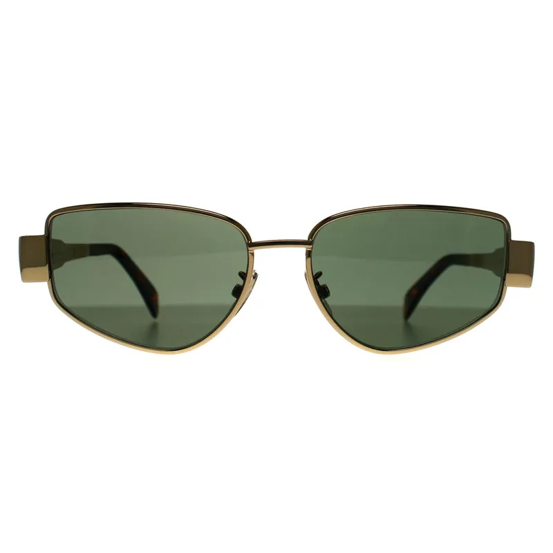 Cat Eye Shiny Endura Gold Green Metal Triomphe CL40293U - Celine