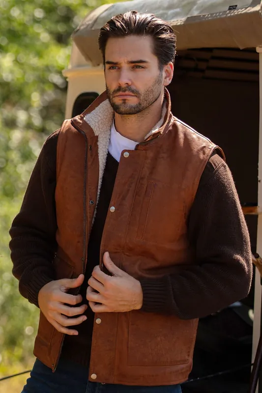 Luck' Real Leather Fleece Lined Waistcoat - Ashwood Leather