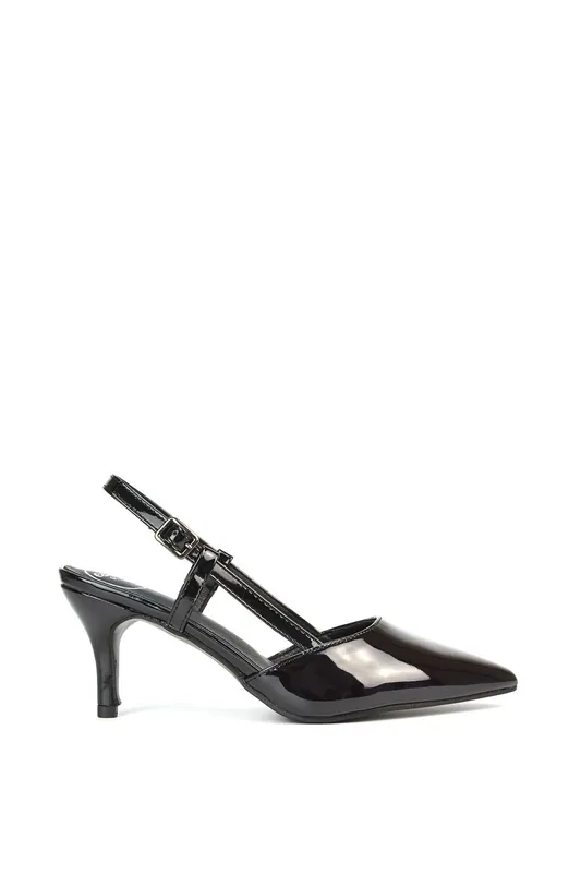 Karla' Mid Heel Stilettos Pointed Toe Slingback Court Shoes - XY London