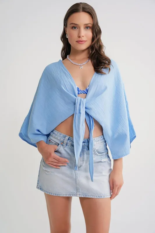 Textured V-Neck Bolero Blouse
