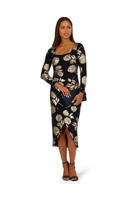 Floral Metallic Knit Gown - Adrianna Papell