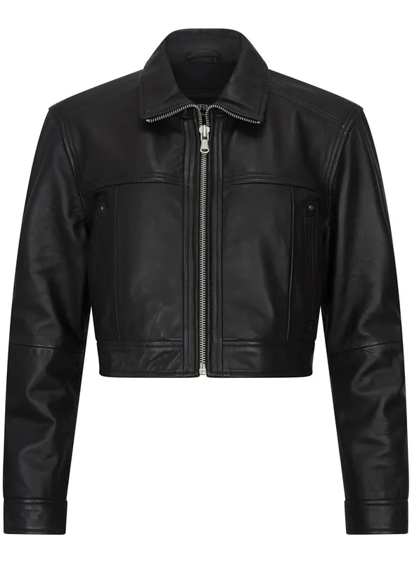 Cropped Biker Leather Jacket - TruClothing