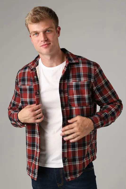 Checked Padded Shirt with Sherpa Lining - Tokyo Laundry