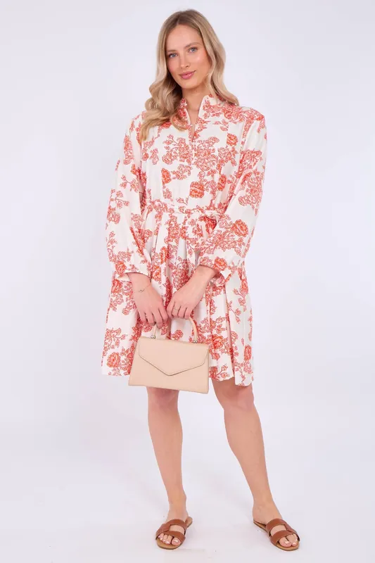 Red Floral Print Flared Hem Mini Dress - Love Sunshine