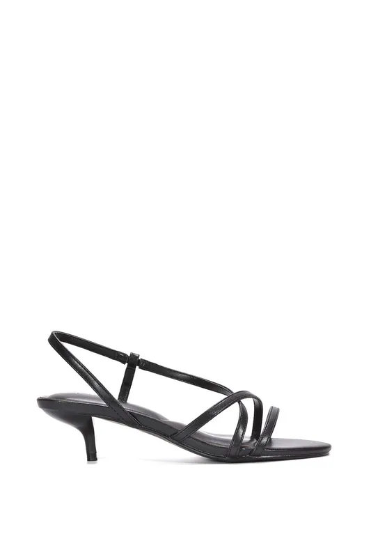 Kayla' Slip On Strappy Slingback Kitten Heeled Sandals - XY London