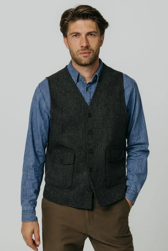 Grey Barleycorn Tweed Waistcoat - Dobell