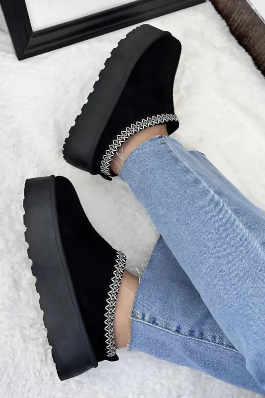 Platform Slip On with Embroidered Braid Slippers - Femme Luxe