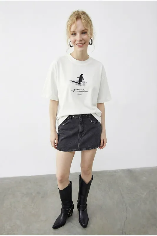 Oversized Crew Neck Printed T-Shirt