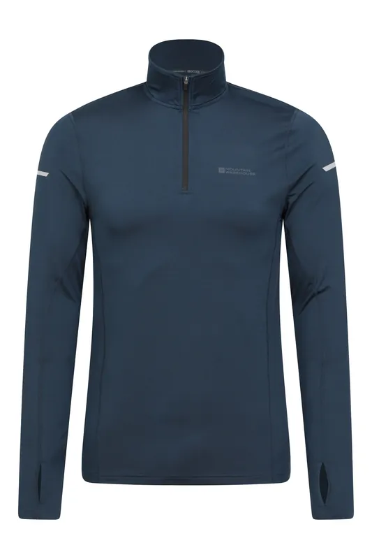 Vault' Stretchy Moisture Wicking Breathable Long Sleeve Half Zip Top - Mountain Warehouse