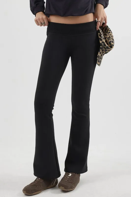 Elastic Waist Flare Pants - Busem