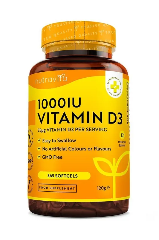 Vitamin D3 1000iu (25ug) 365 Sofgels - Nutravita