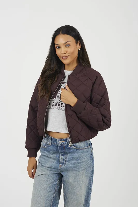 Diamond Quilted Bomber Jacket - Brave Soul