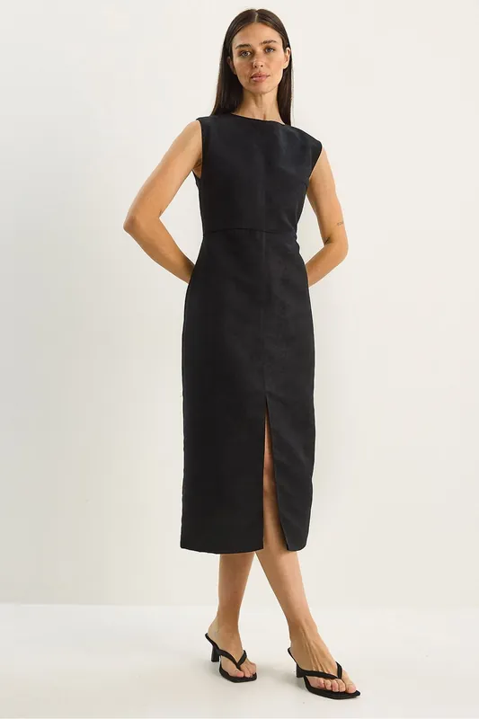 Faux Suede Midi Dress - Bianco Lucci