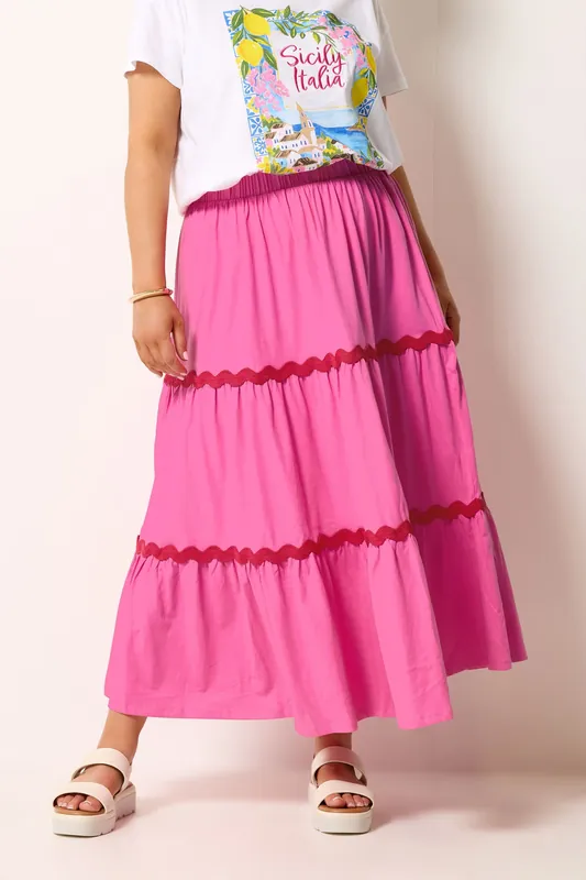 Contrast Swirl Maxi Skirt - Yours