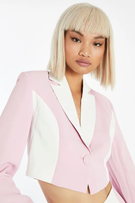Button-Front Crop-Blazer