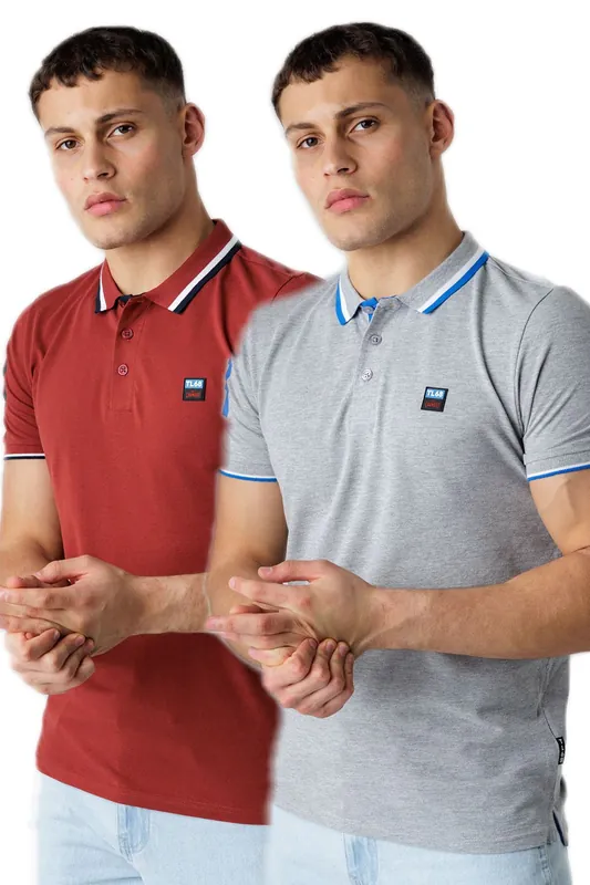 2-Pack Cotton Short Sleeve Button-Up Polo Shirt