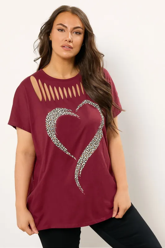 Heart Slash Detail T-Shirt