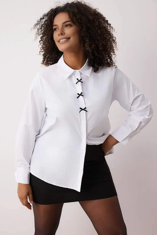 Contrast Detail Button Up Collared Woven Shirt - WOVCOR