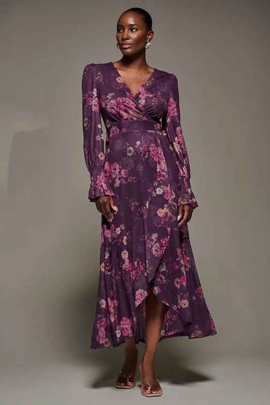 Long Sleeve Frill Hem Mesh Maxi Dress - Jolie Moi
