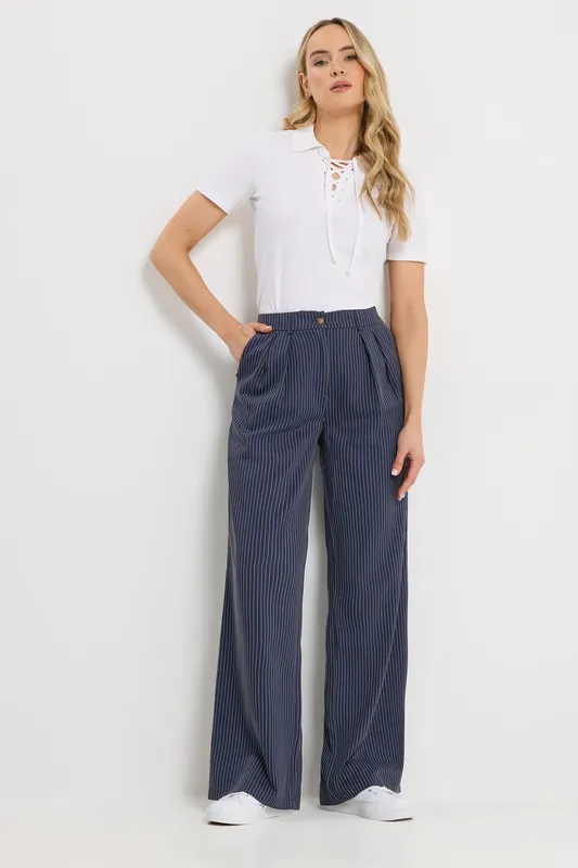 Tall Pinstripe Wide Leg Trousers - Long Tall Sally