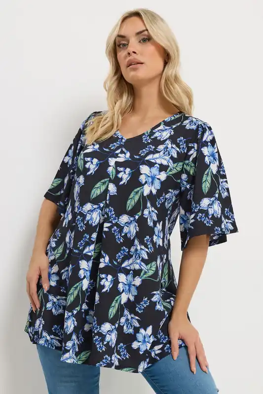 Floral Pleat Front Top - Yours
