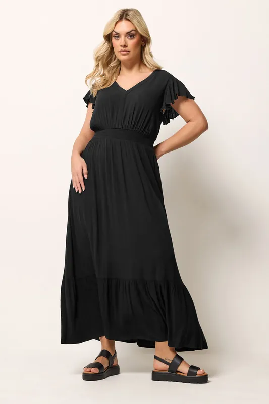 Shirred Crinkle Maxi Dress - Yours