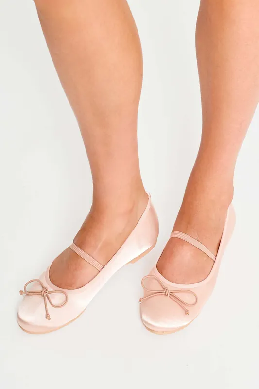 Alexia Pink Satin Flat Ballet Pumps - Public Desire