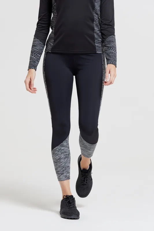 Pro Running' Reflective Moisture Wicking Breathable 7/8 Leggings - Mountain Warehouse