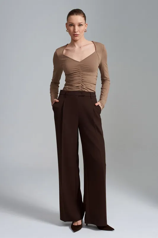 Women's High-Waist Wide-Leg Crepe Trousers