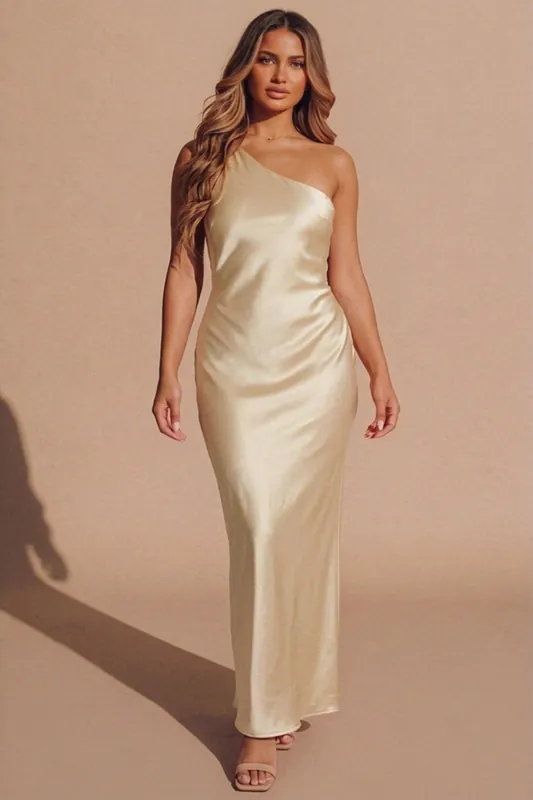 One Shoulder Twist Back Cut Out Maxi Dress - Femme Luxe