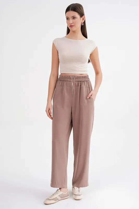 Drawstring Waist Cigarette Jogger Pants - MixRay