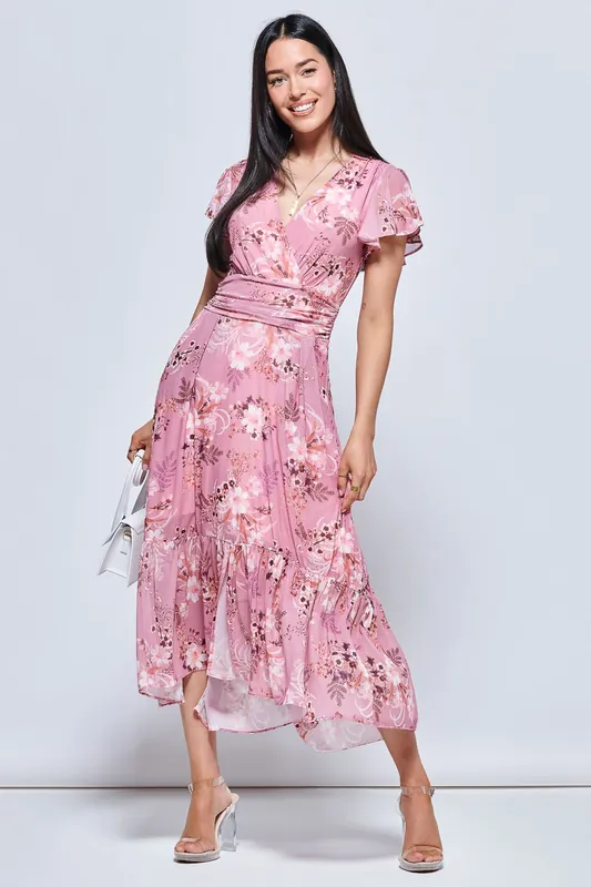 Carleigh Printed Mesh Tiered Maxi Dress - Jolie Moi