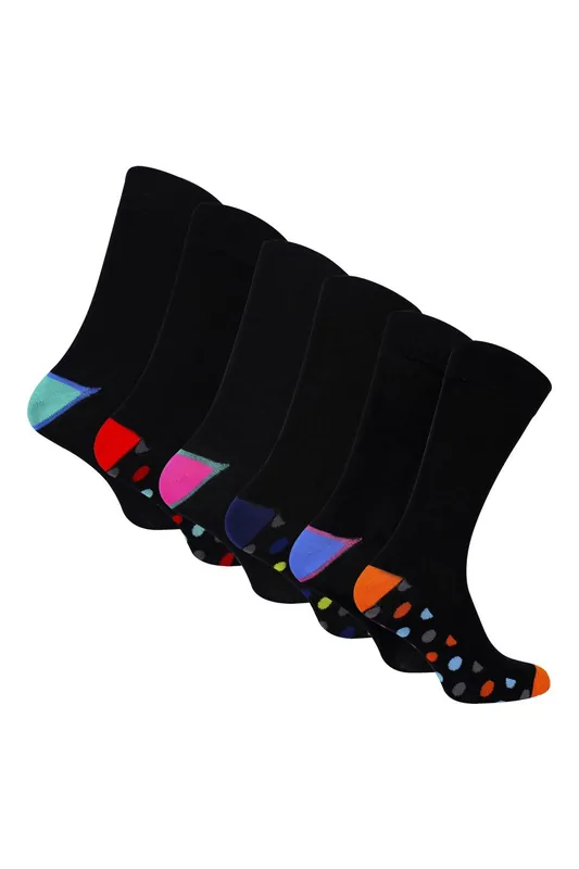 6 Pack Bamboo Design Socks - Soft Breathable Everyday Patterned Fit