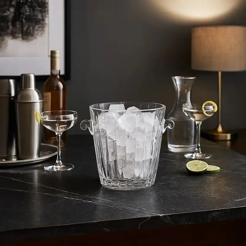 Crystal Ice Bucket With Tapered Shape, Classic Cut Glass Wine Bucket, Functional Crystal Champagne Cooler - Orsina