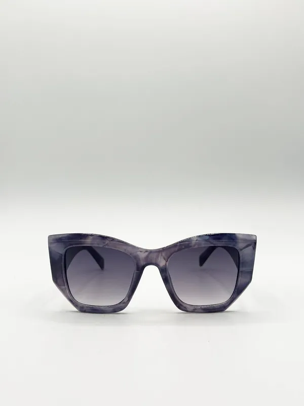 Square Cat-Eye Sunglasses in Purple Multi