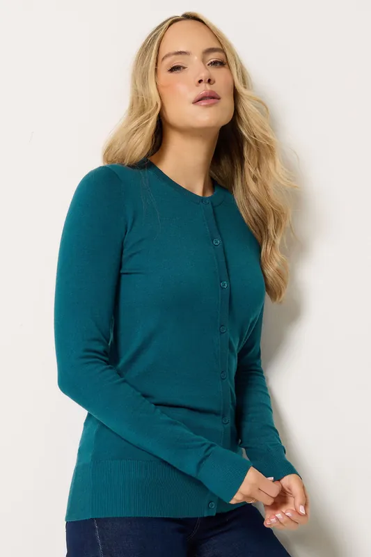 Tall Crew Neck Button Cardigan - Long Tall Sally