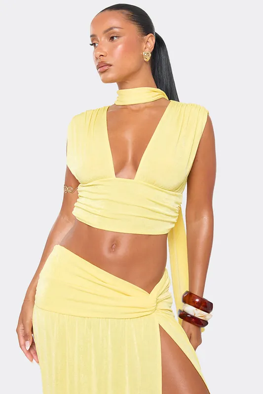 Sleeveless V-neck Ruched Top