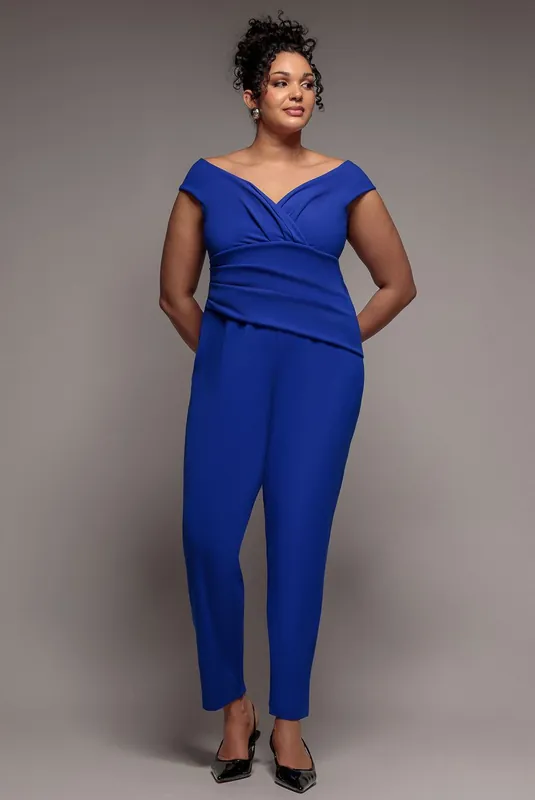 Plus Bardot Scuba Jumpsuit - Goddiva