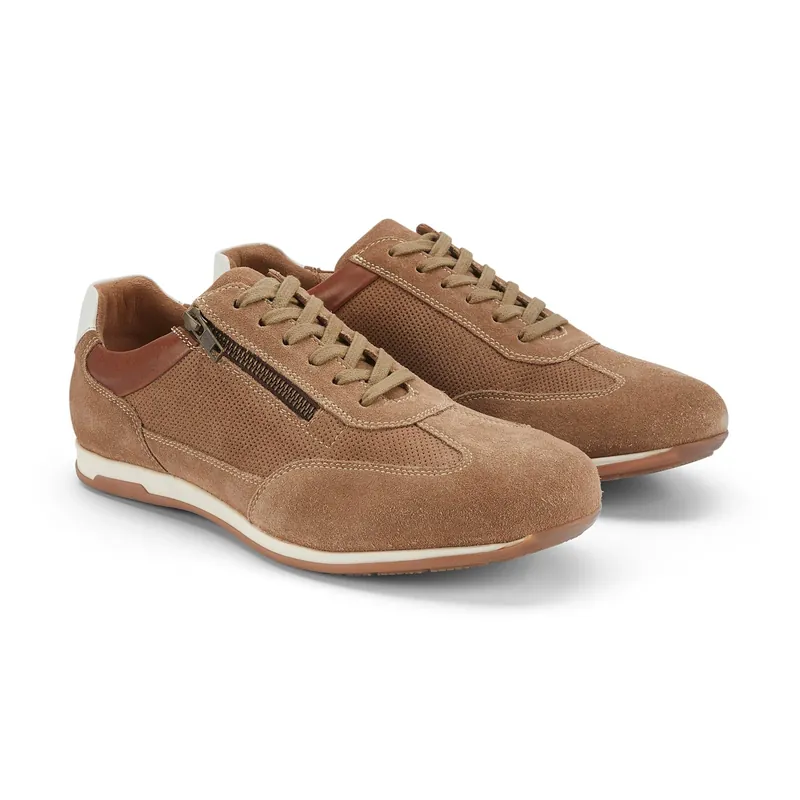Lambeth Casual Lace Up Suede Mens Trainers - Silver Street London