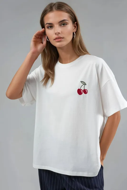 Oversized Embroidered Knitted T-Shirt