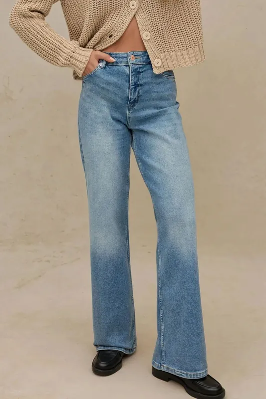 Wide Leg Comfort Denim Jeans - Hiccup