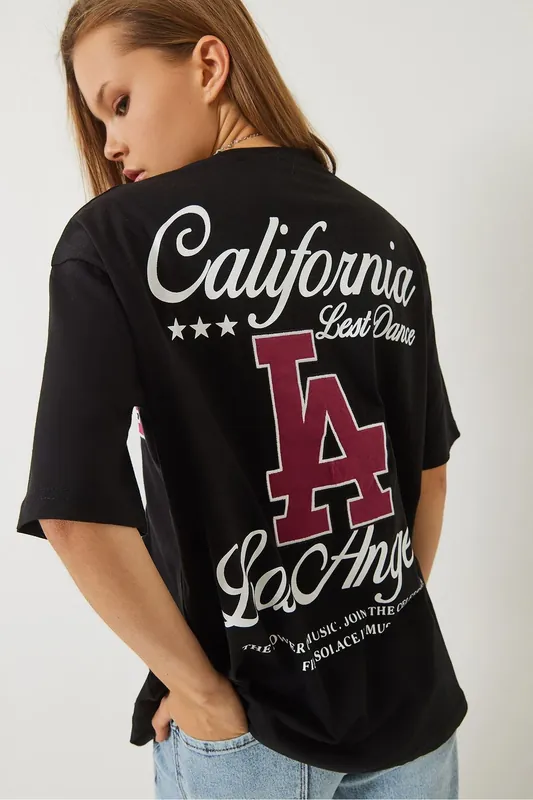 Oversized Crew Neck Cotton T-Shirt with Back Print