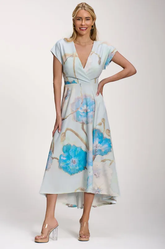 Printed Scuba Dipped Hem Midi Dress - Jolie Moi