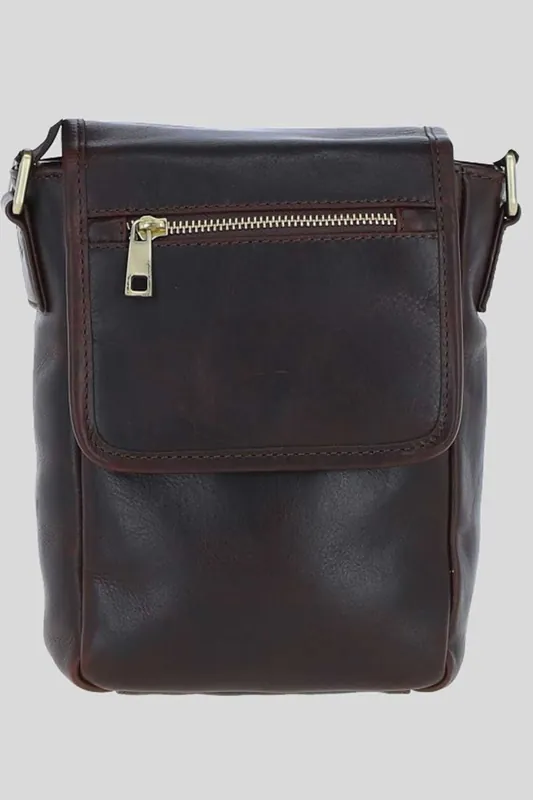 Real Leather Crossbody Flap Bag - Ashwood Leather