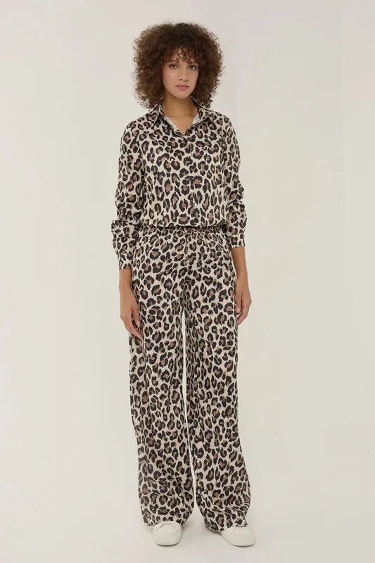 Leopard Print Straight Leg Pants - Hiccup