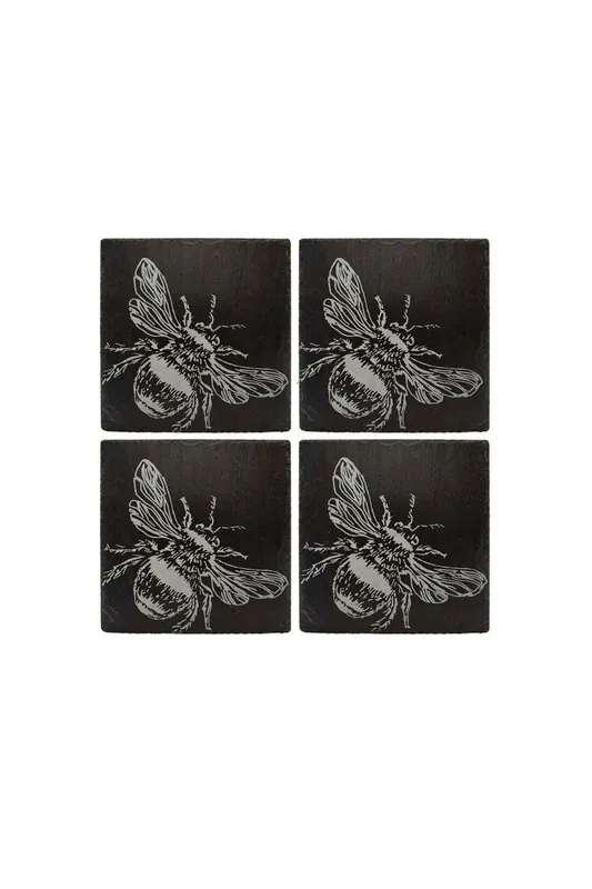 4 Slate Coasters - Bee